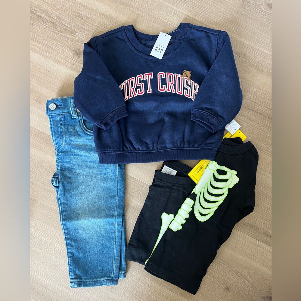 12-18 month jeans, sweatshirt, Halloween pajamas